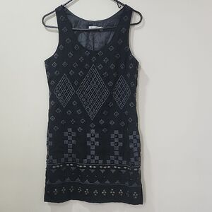 Monoreno Vtg Black and White Geometric Mini Dress